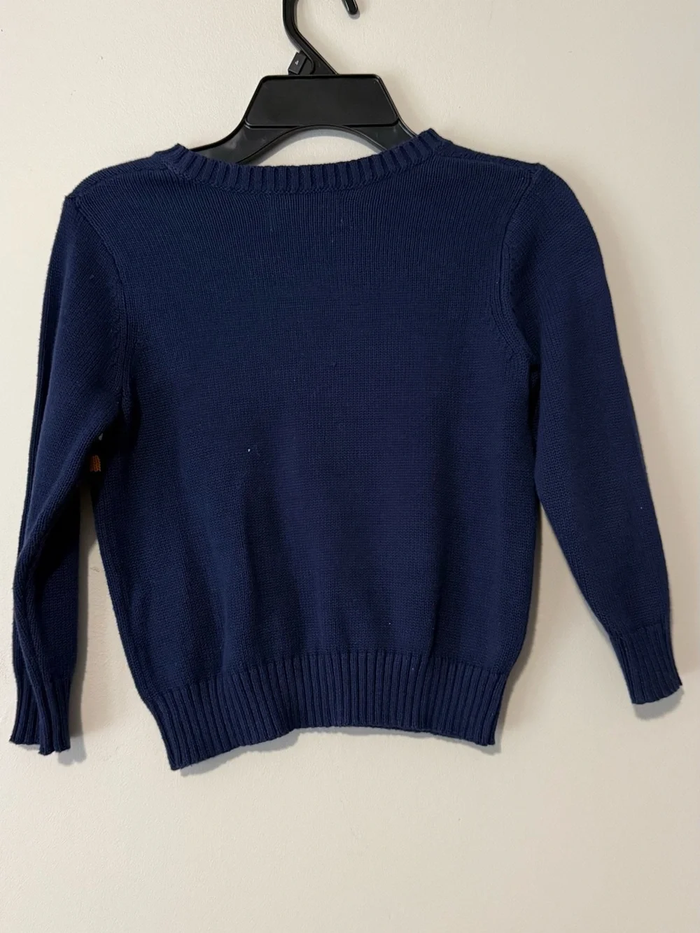 Old Navy Navy Toddler Crewneck Sweater with White and Mustard Stripes